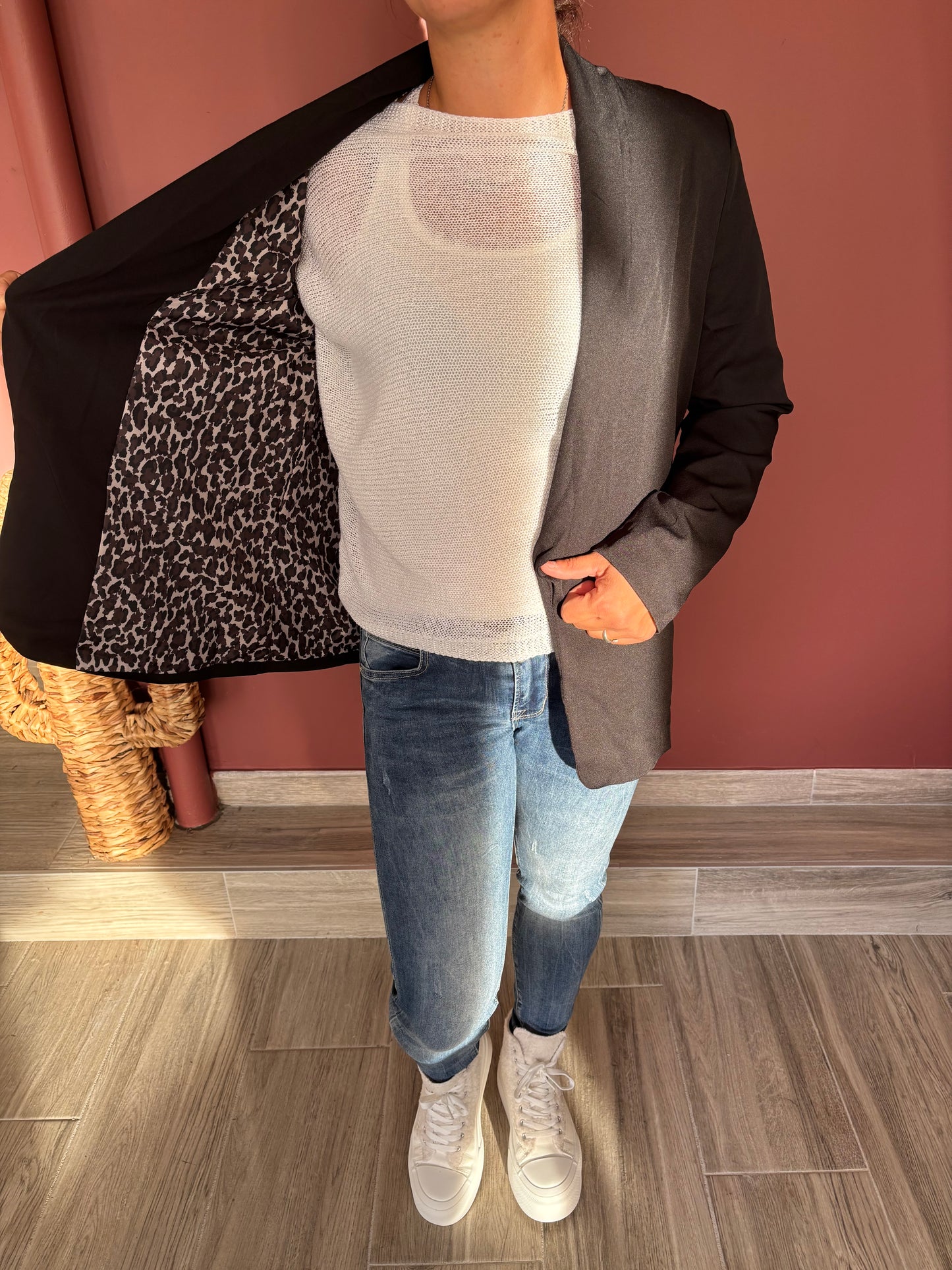 Blazer léopard noir