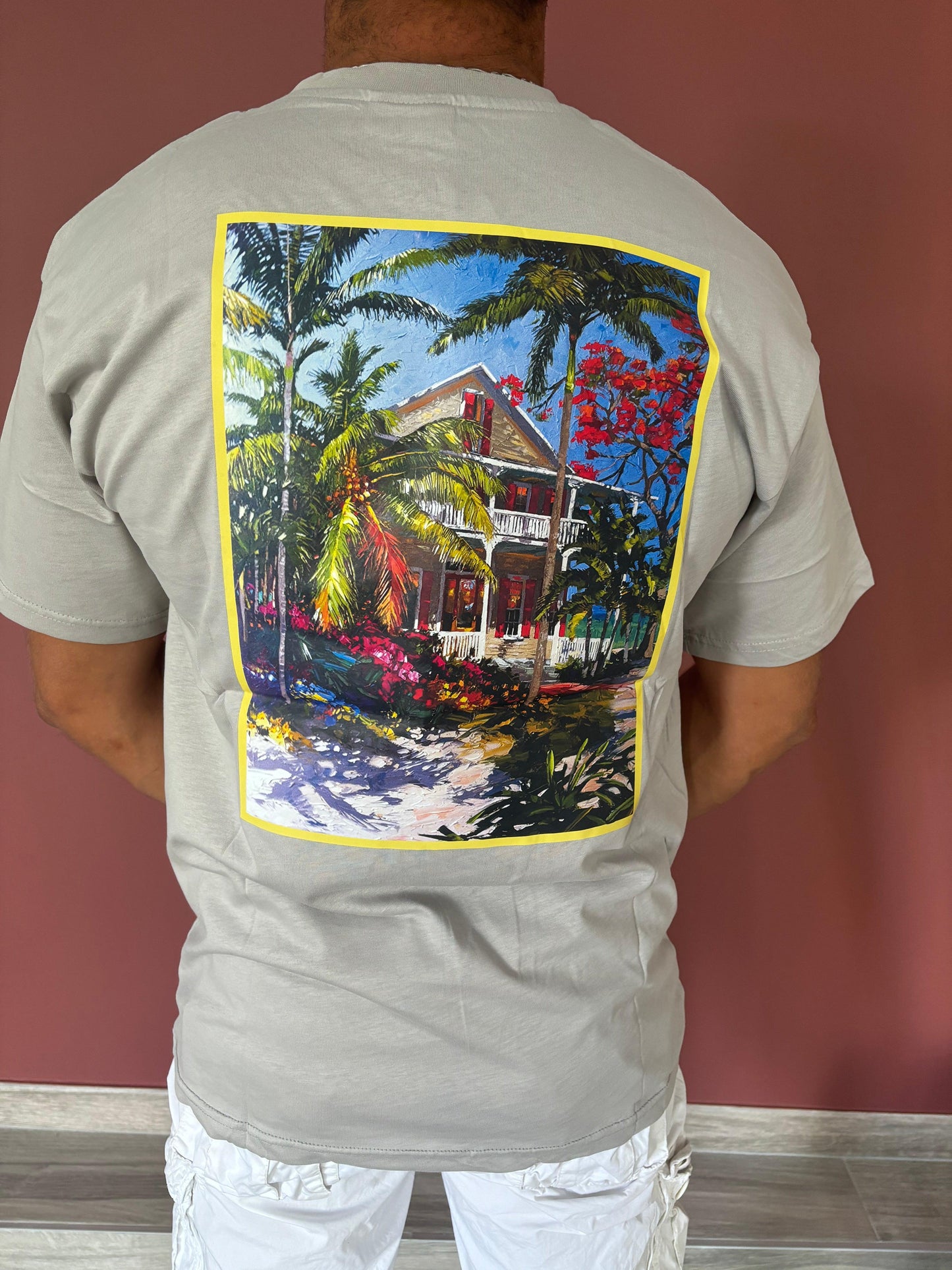 teeshirt tropical gris - Seizecollection