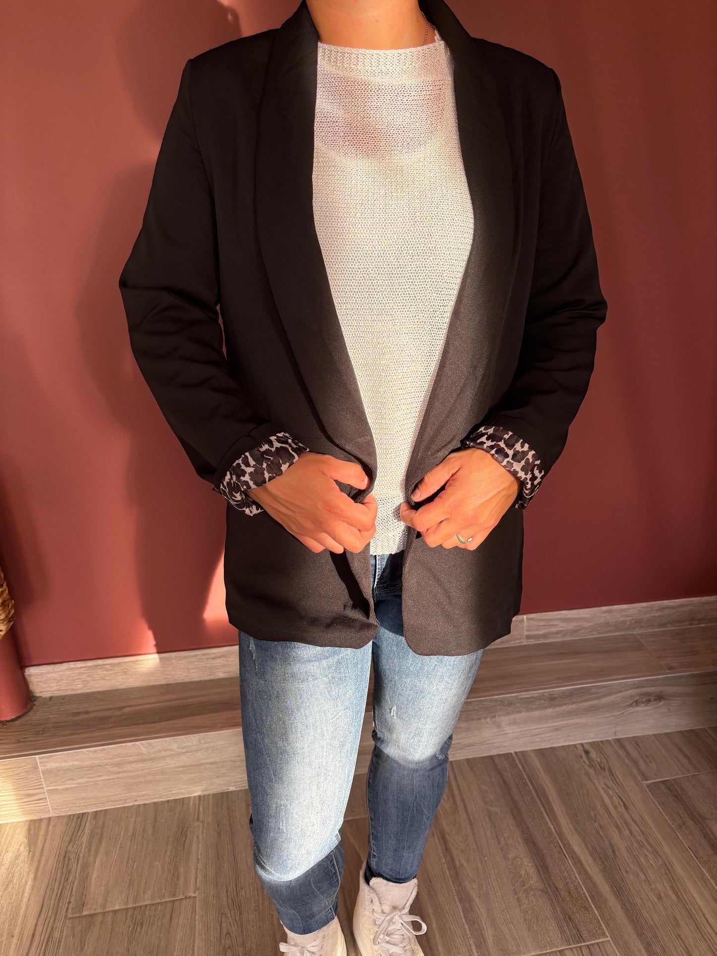 Blazer léopard noir