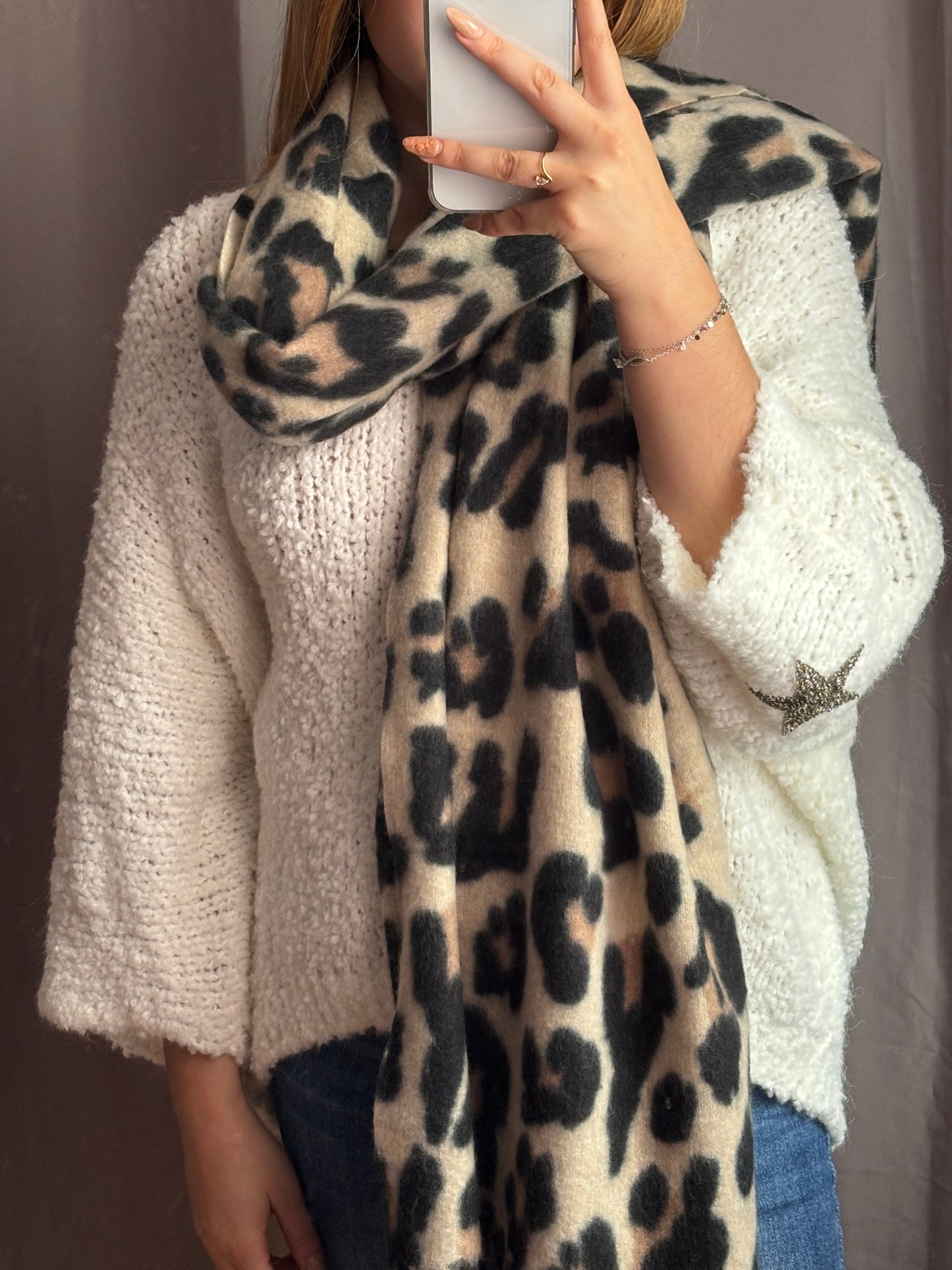 Écharpe léopard beige - Seizecollection