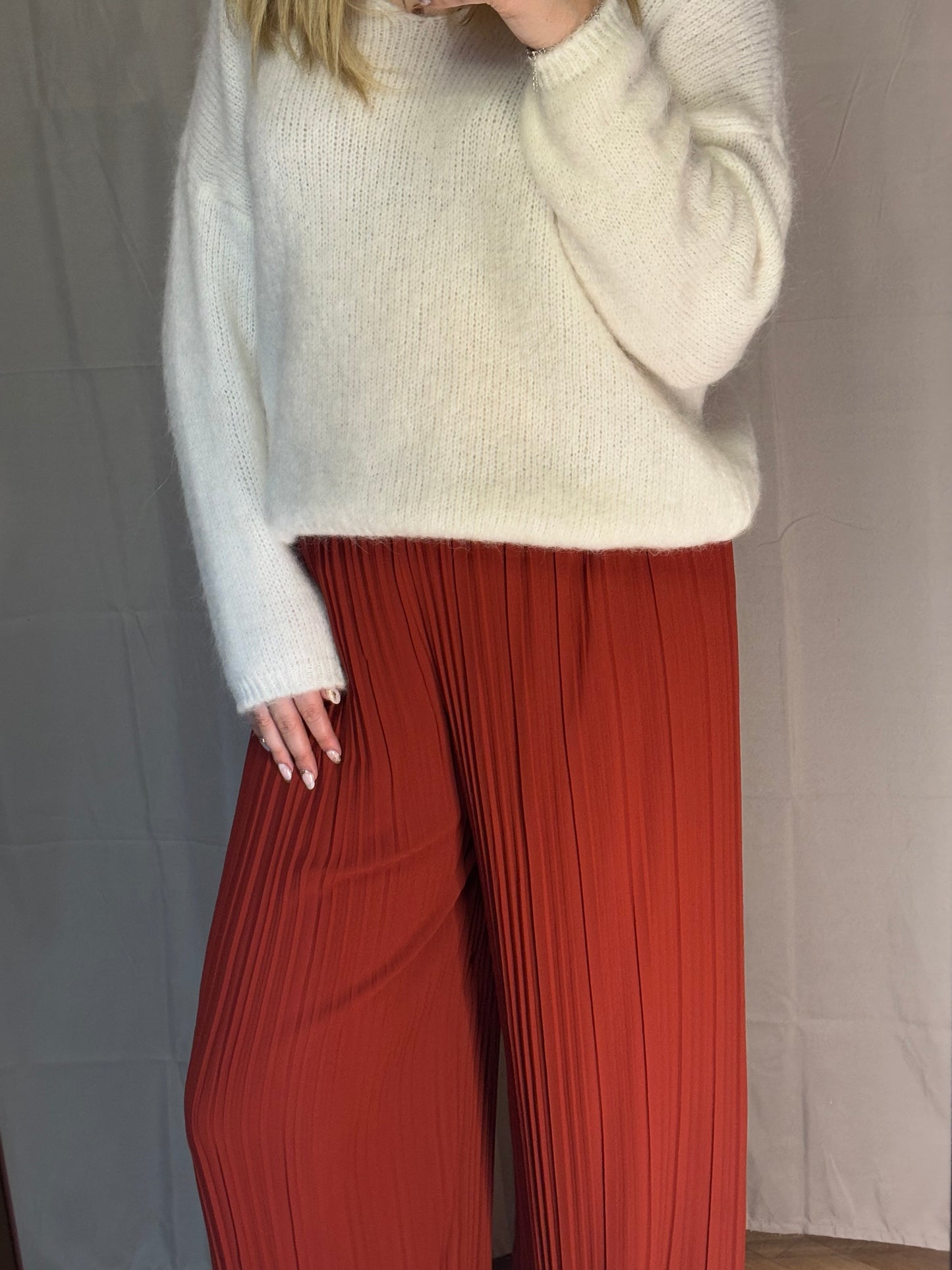 Pantalon plissé terracota