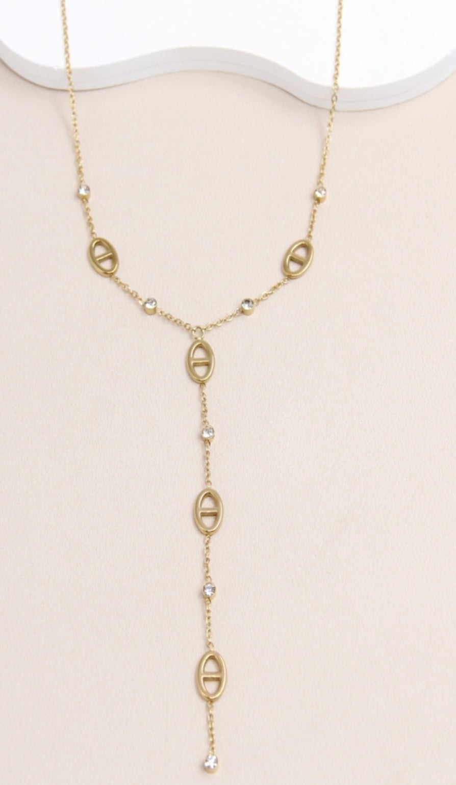 Collier “Y” Élégance Éternelle en Acier Inoxydable avec Strass