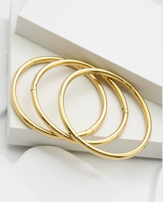 Bracelet Jonc Ouvrable en Acier Inoxydable Doré