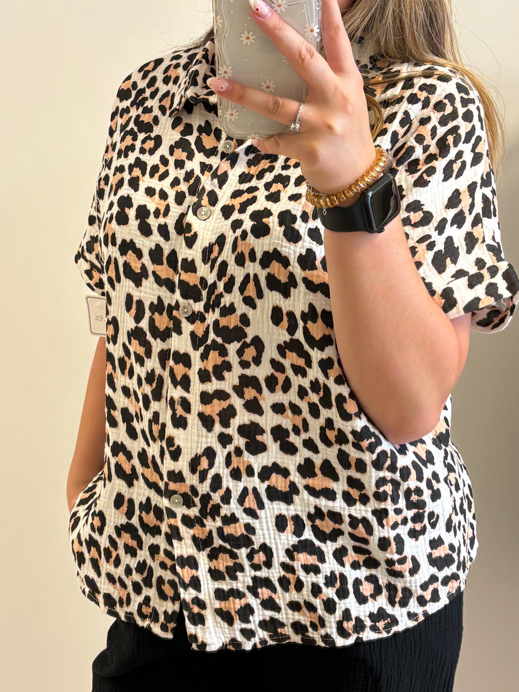 chemise gaz de coton léopard