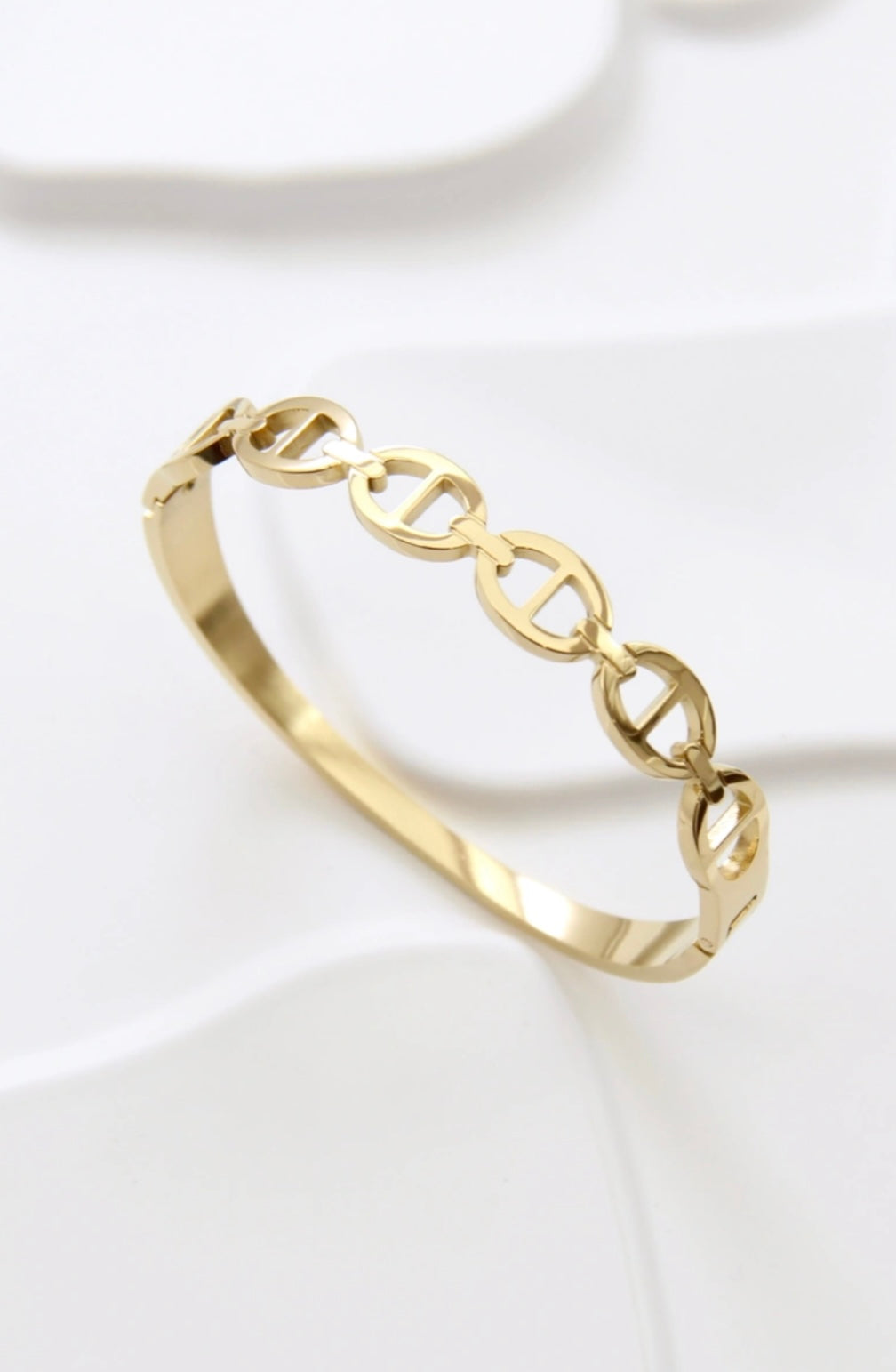 Bracelet jonc maillons ovales en acier inoxydable