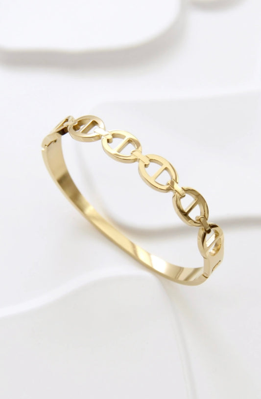 Bracelet jonc maillons ovales en acier inoxydable