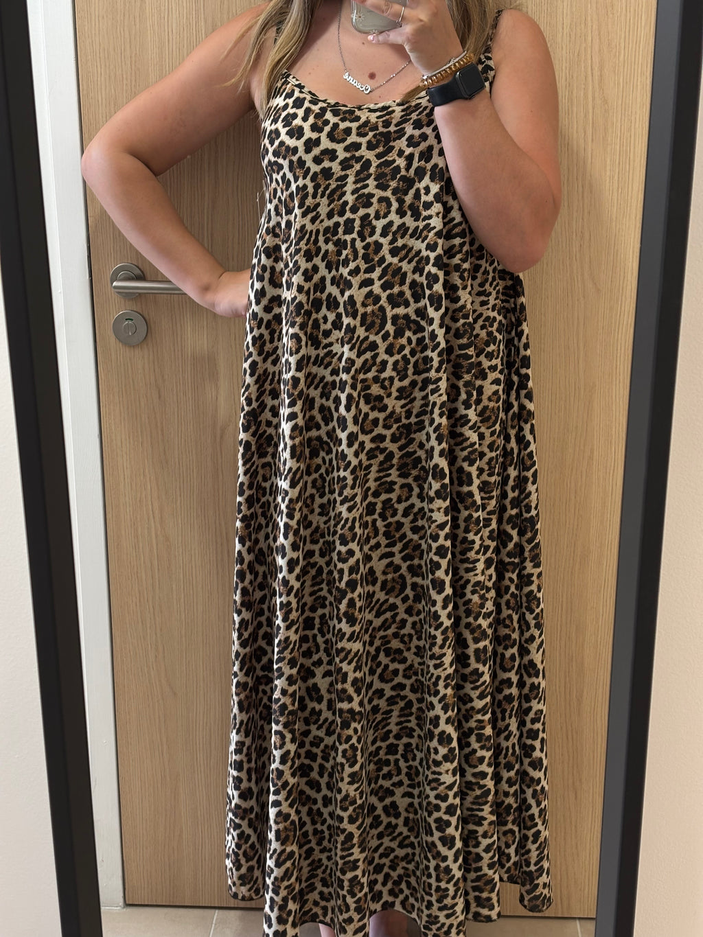robe Justine longue bretelles léopard