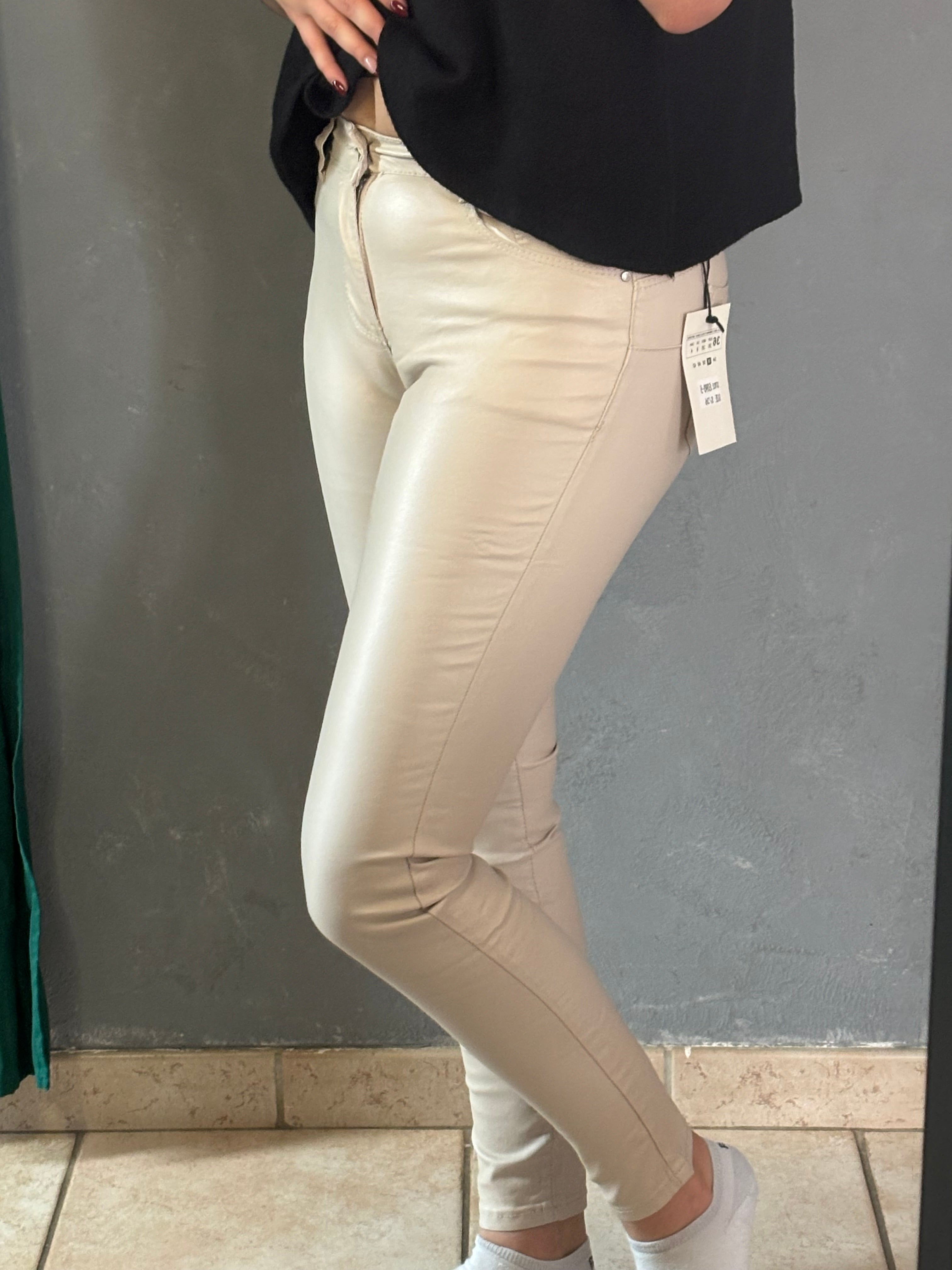 Jean similicuir ivoire