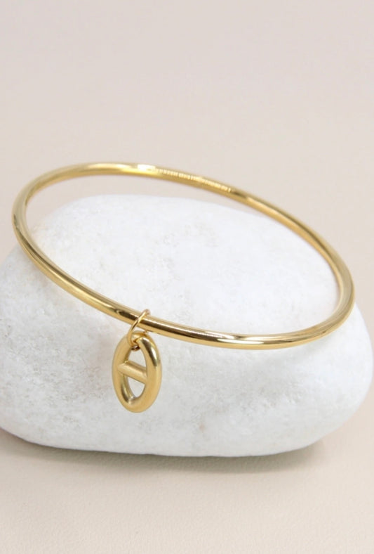 Bracelet jonc ornée de boucle en acier inoxydable