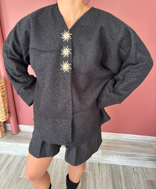Veste oversize avec broches doré Soleil (plusieurs coloris)