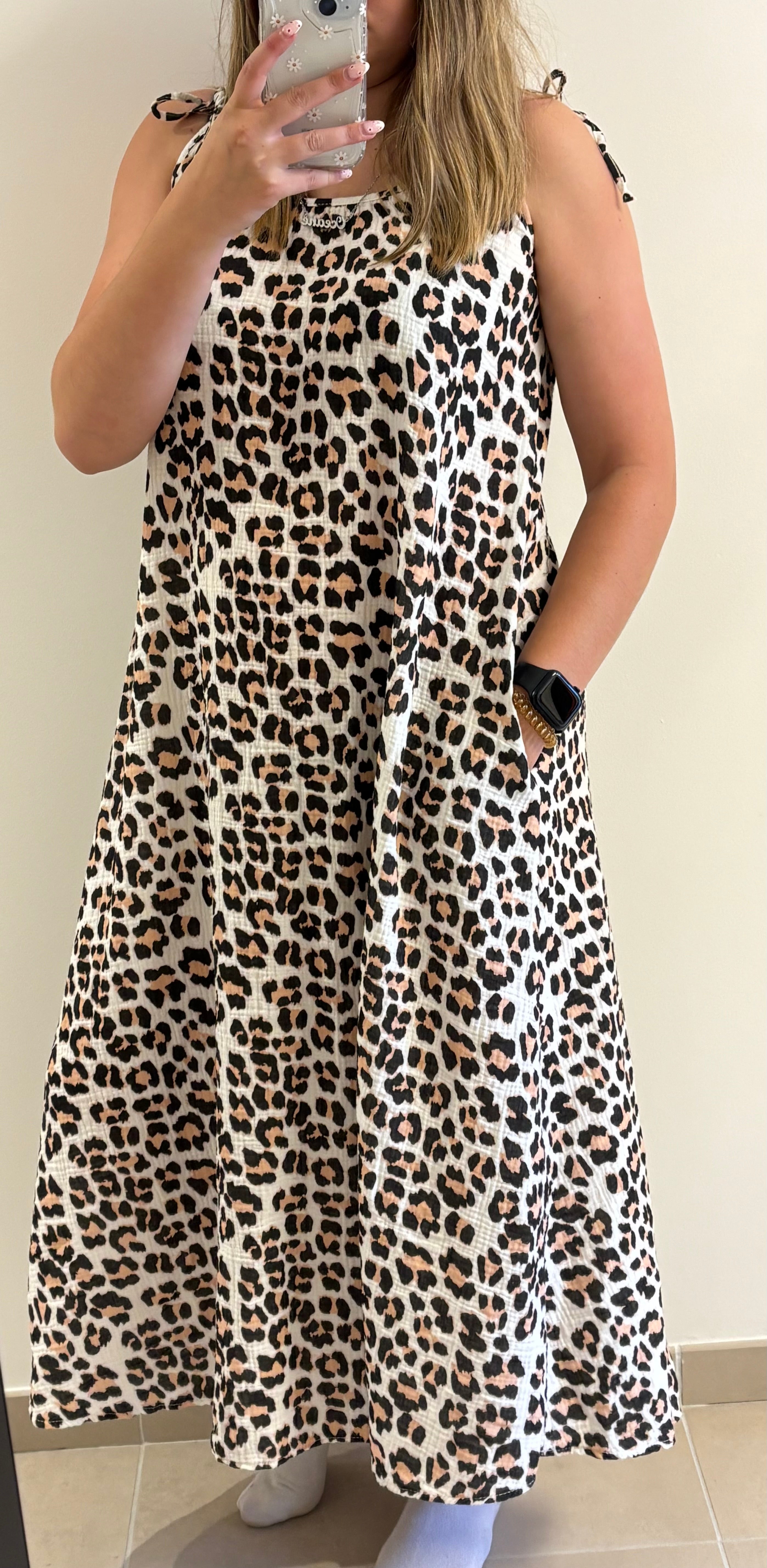 Longue robe GAZE DE COTON léopard