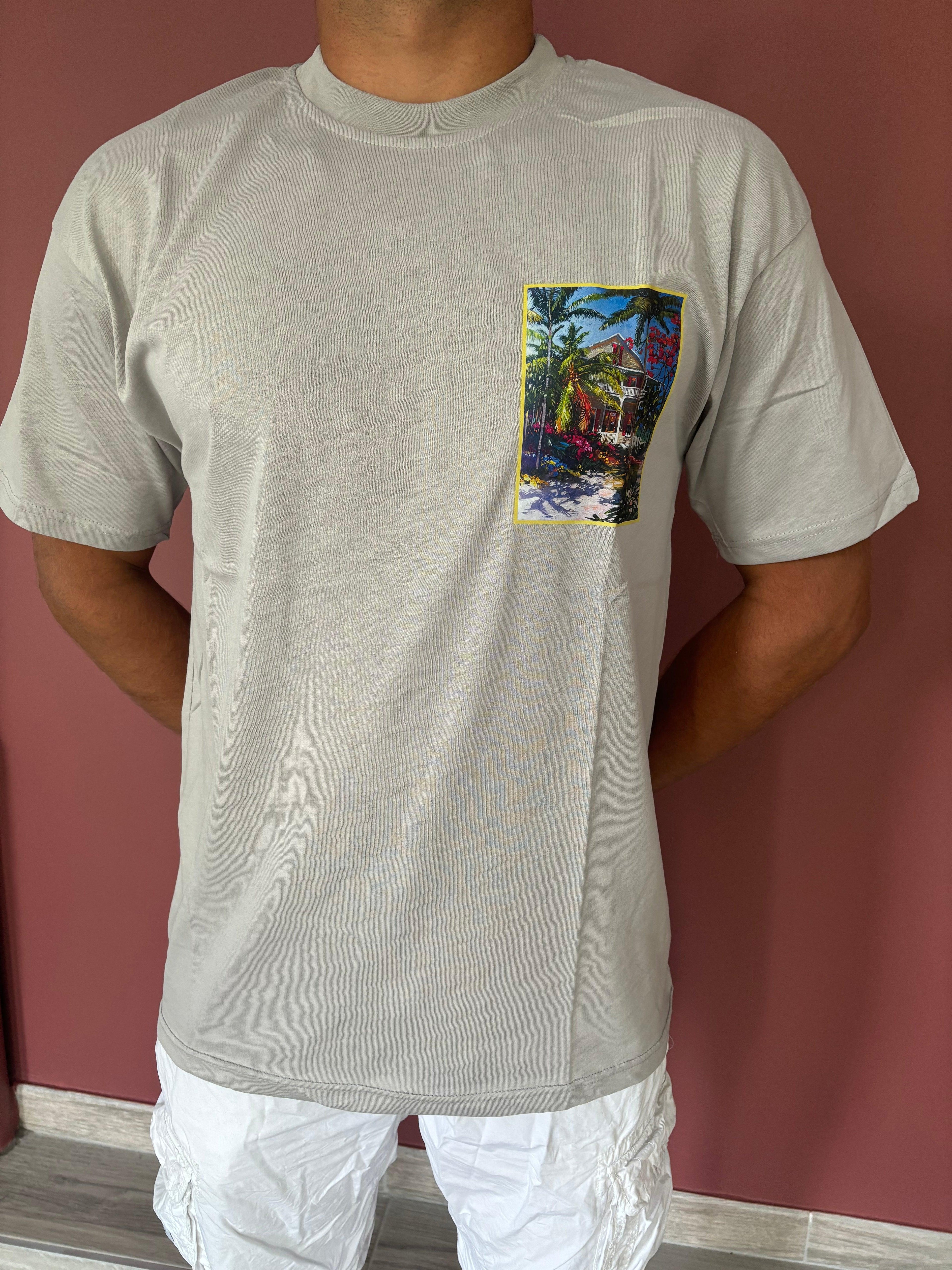 teeshirt tropical gris - Seizecollection