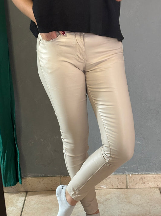 Jean similicuir ivoire