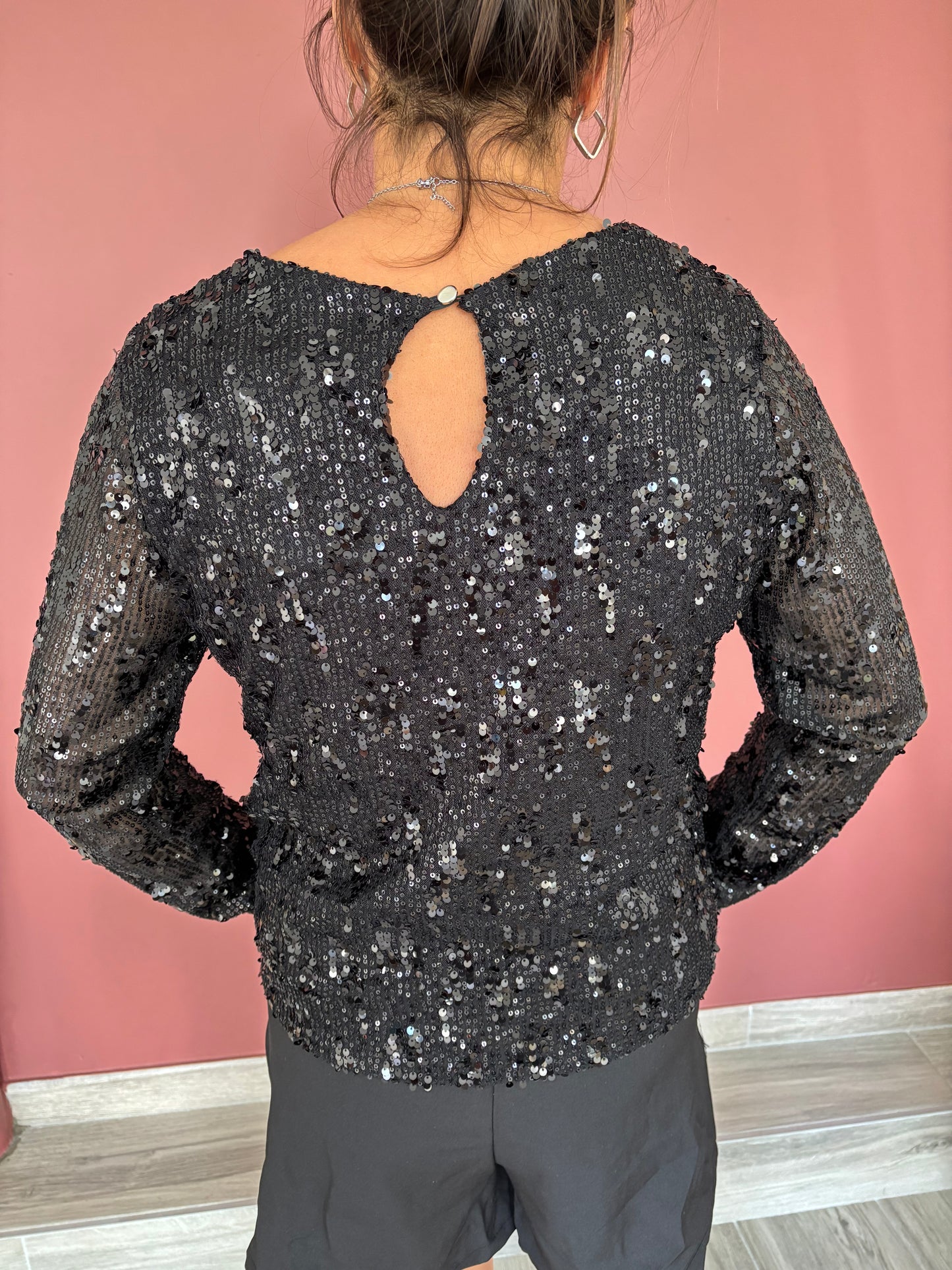 Blouse a paillettes noir