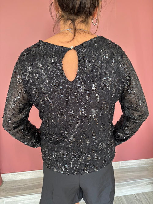 Blouse a paillettes noir