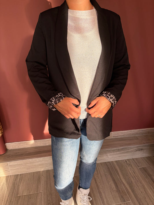 Blazer léopard noir