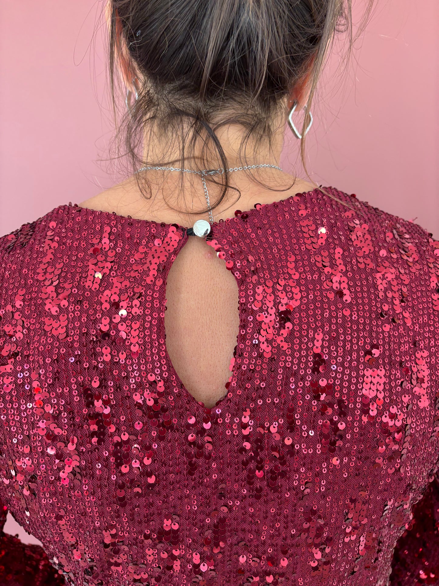 Blouse à paillettes bordeaux