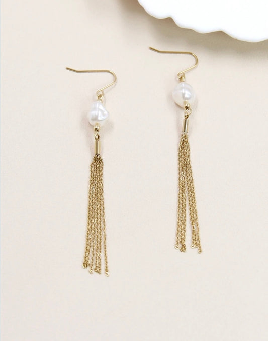 Boucles d'Oreilles Élégance Perlée en Acier Inoxydable