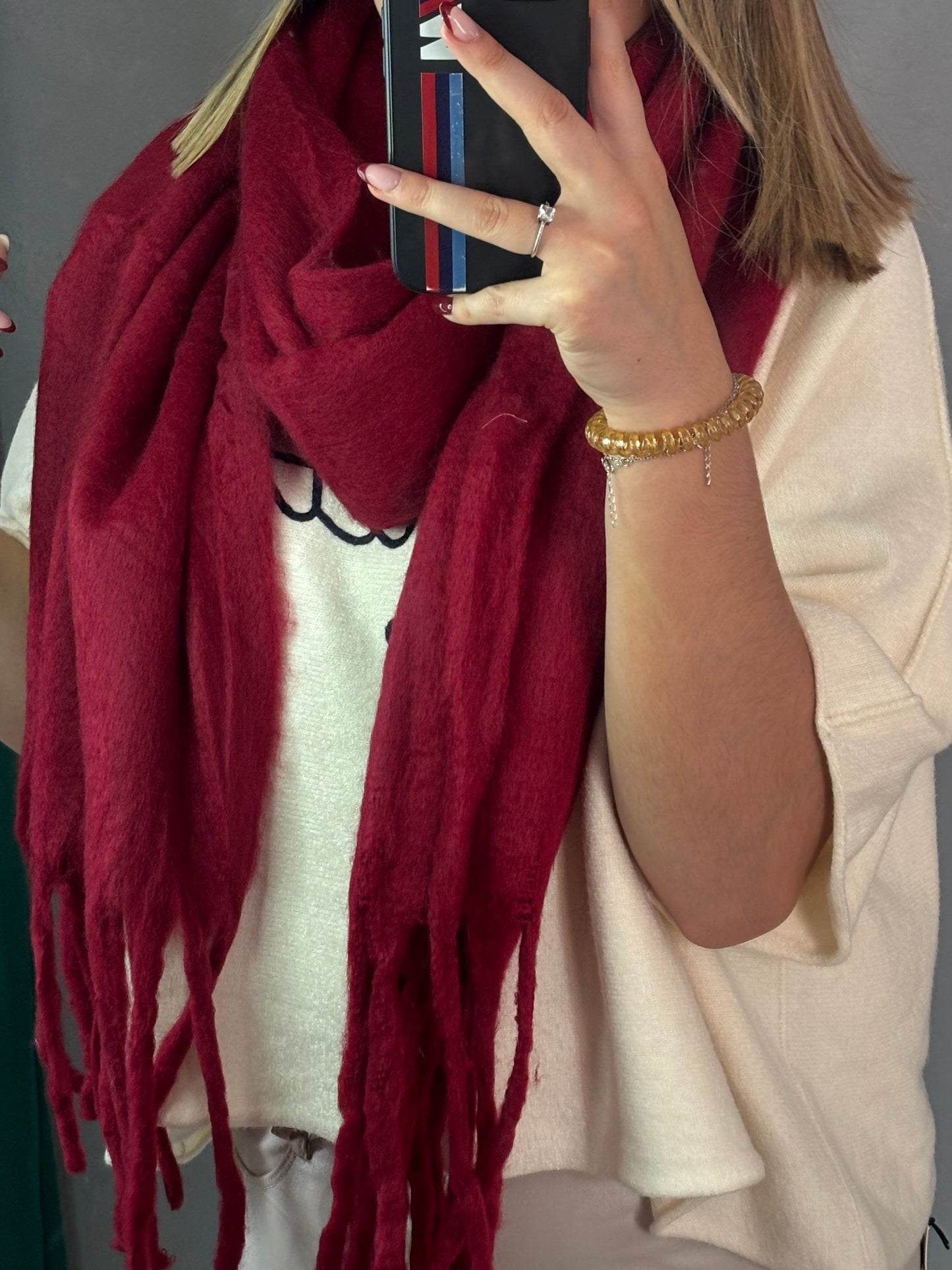 Écharpe à franges (plusieurs coloris)