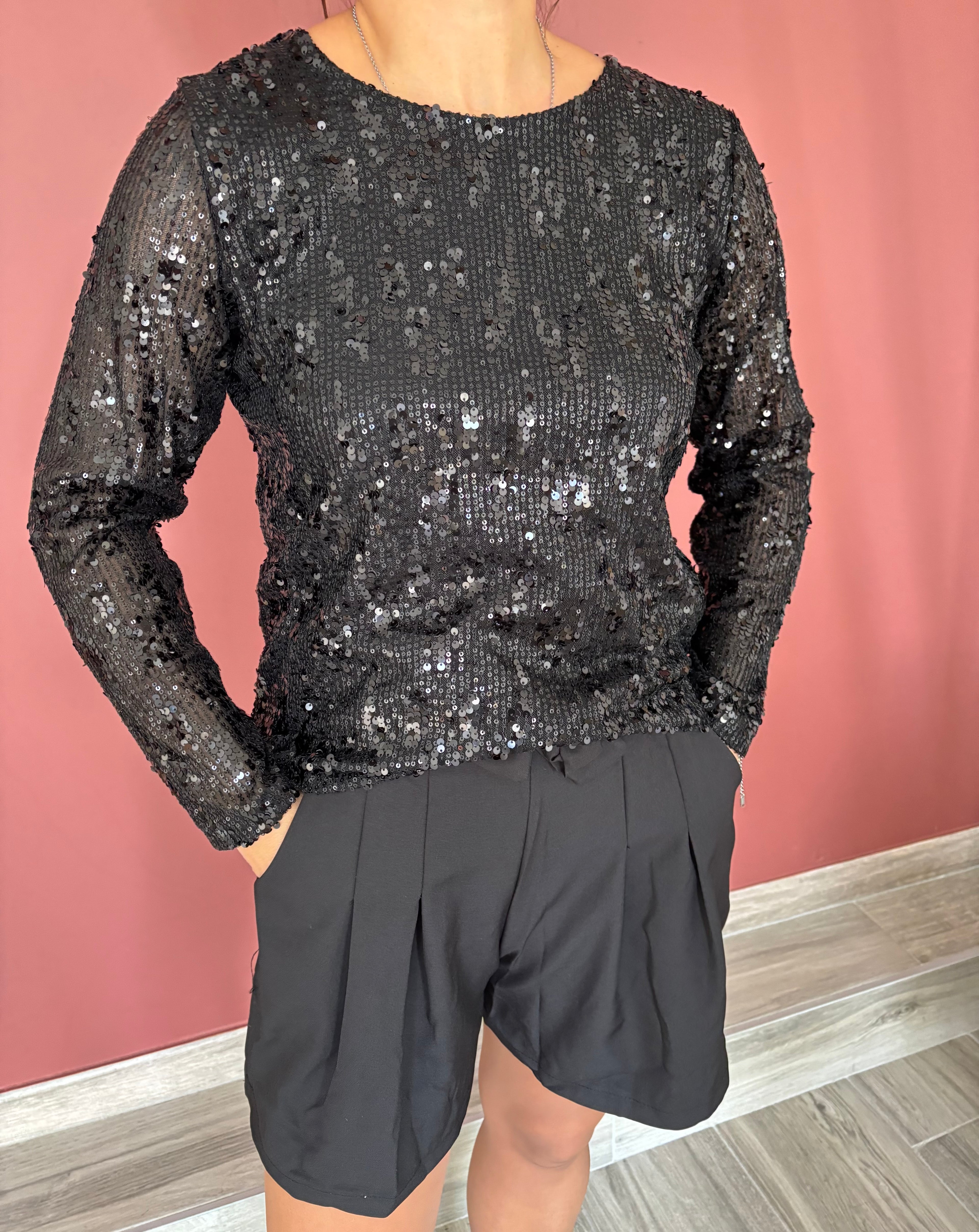 Blouse a paillettes noir