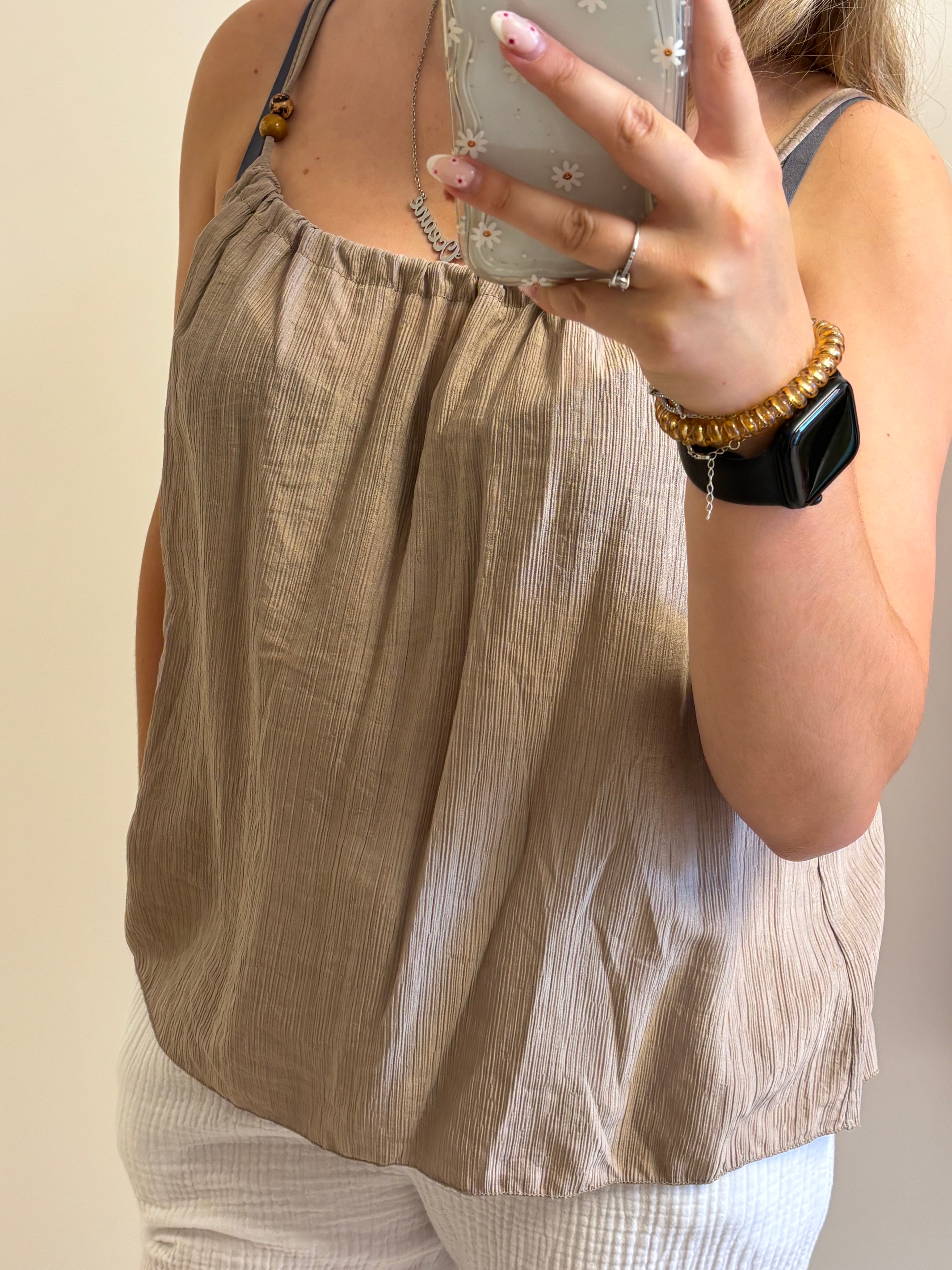 Top bretelles détail perles
